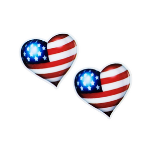 2pc Red, White and Blue Heart Planar Resin