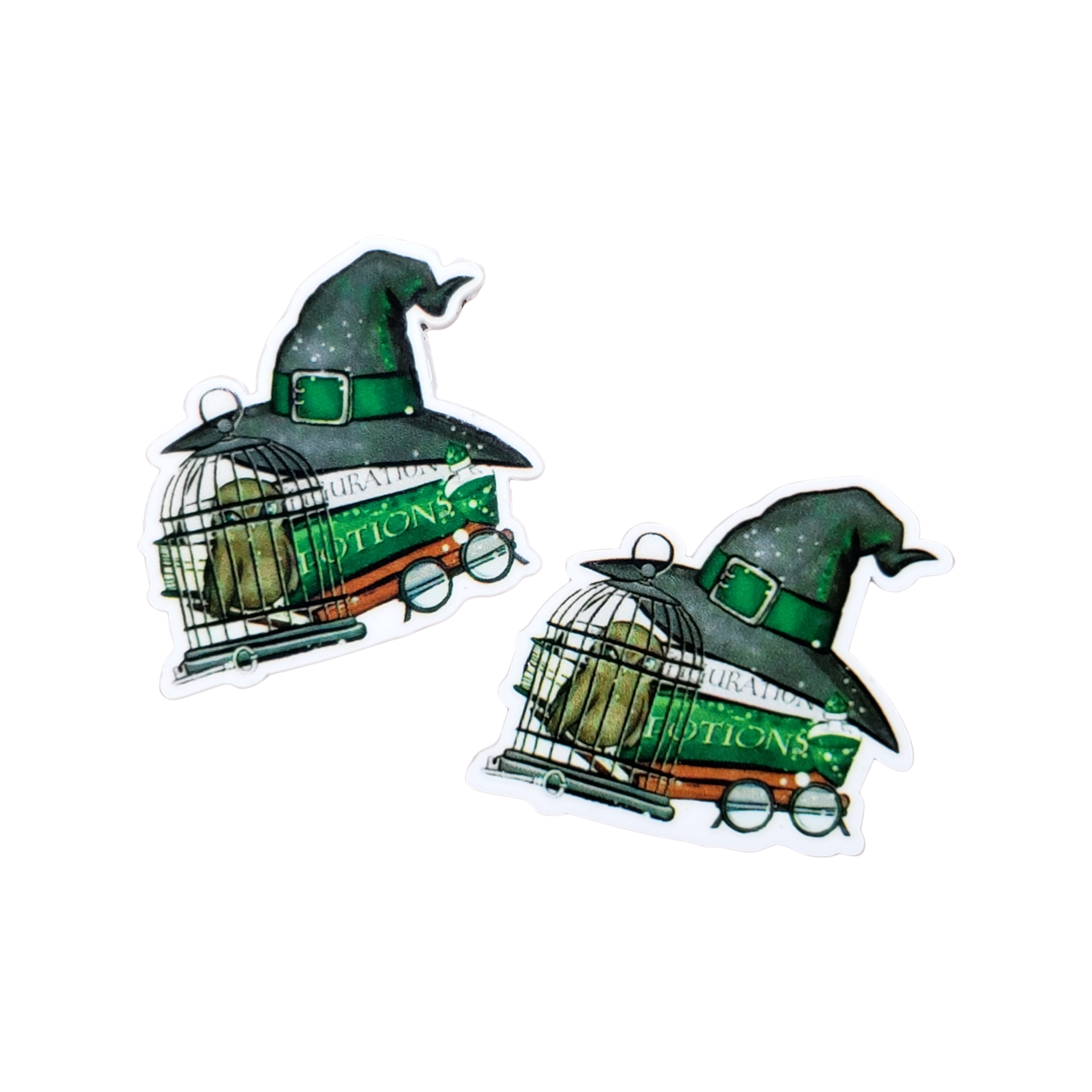 2pc Green Wizard Hat Planar Resin