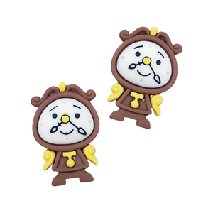 2 pc Beauty and the Beast Cogsworth Flatback Cabochons
