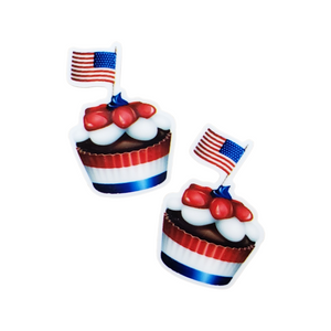 2pc Red, White and Blue Cupcake Planar Resin