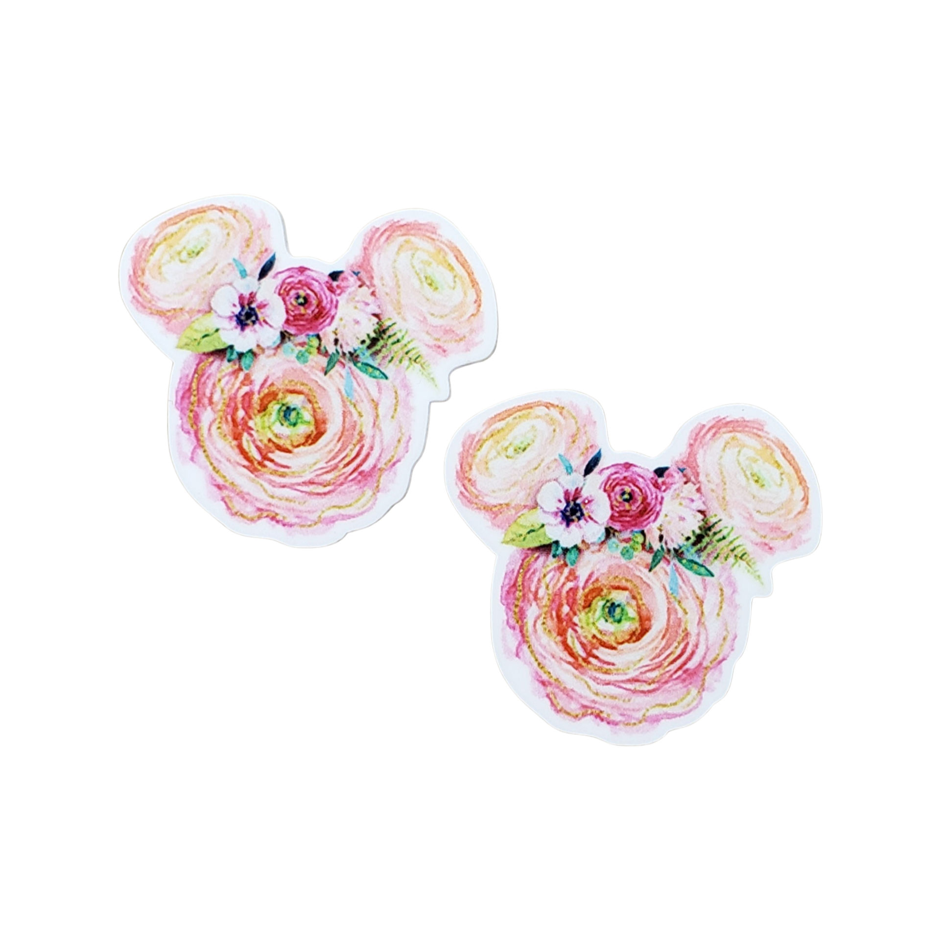 2pc Pink Floral Mouse Planar Resin