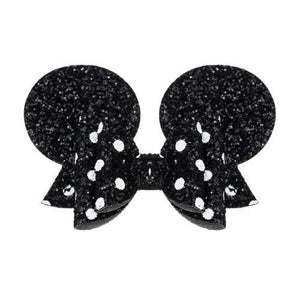 Black Mrs. Mouse Glittery Ear Hair Bow