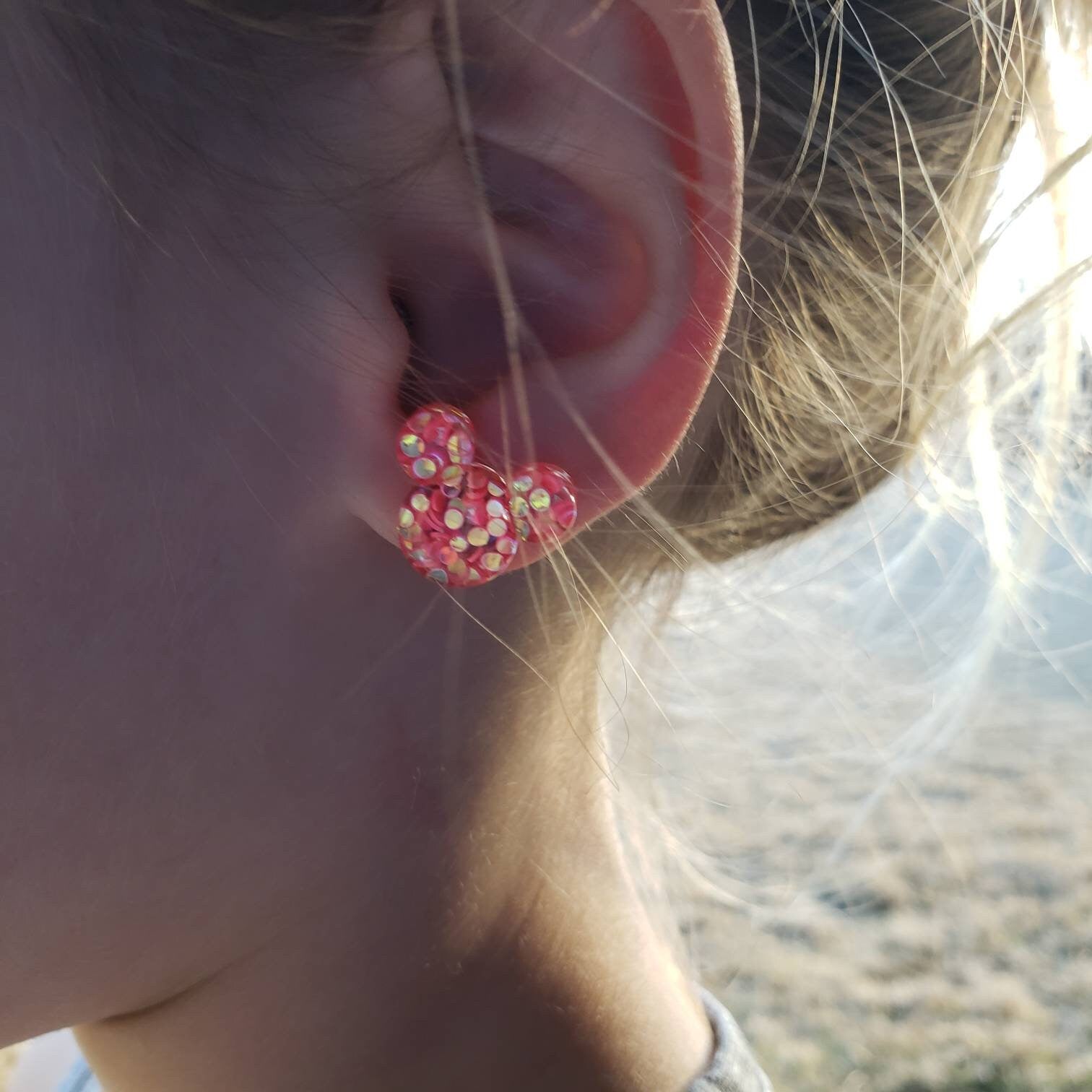 Glitter Mouse Studded Earrings