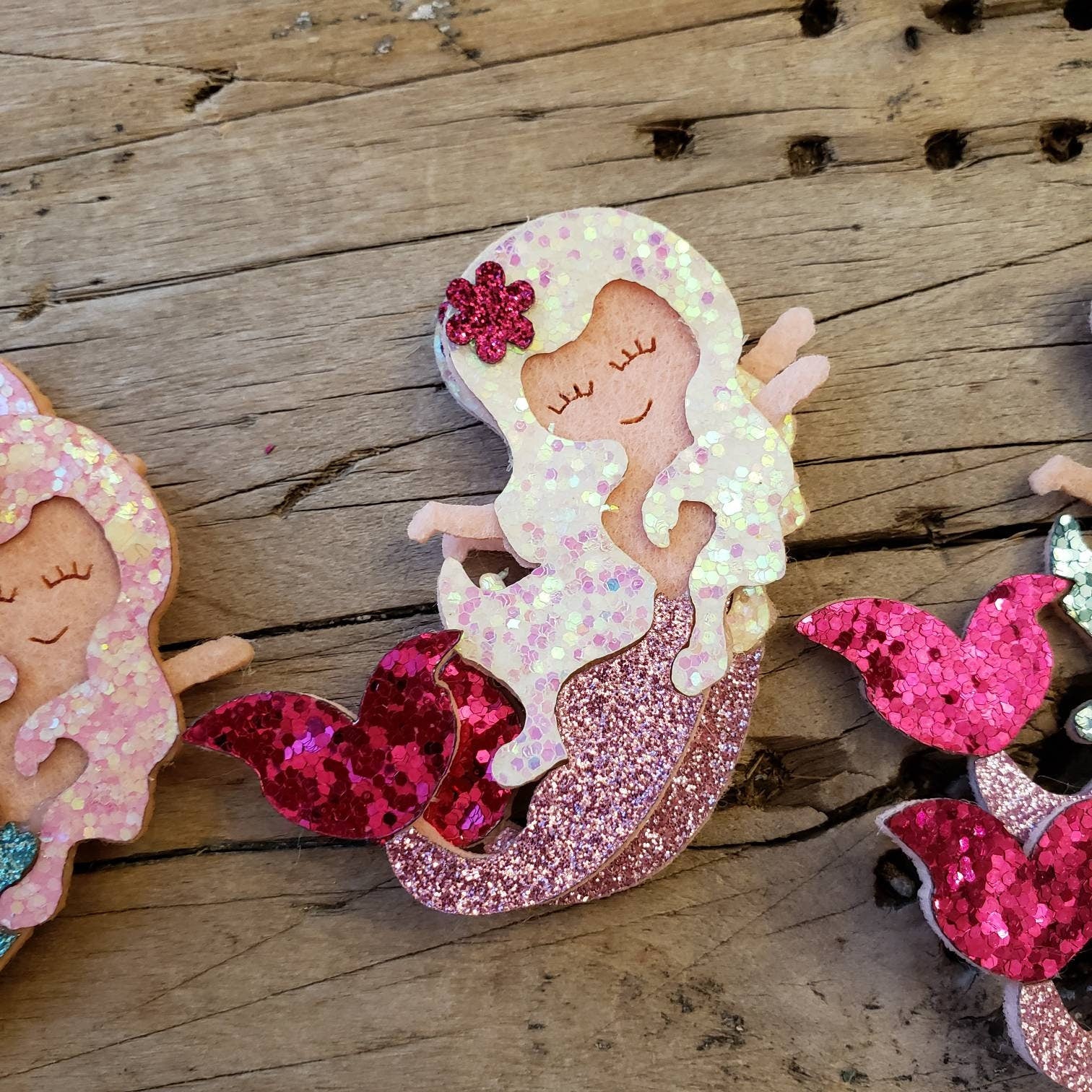 2pc Glittery Mermaid Appliques