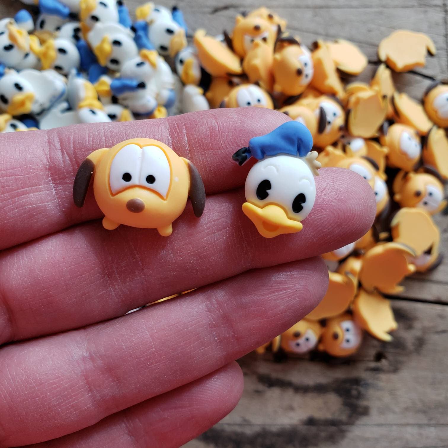 5pc Donald & Pluto Resin Flatback Cabochons