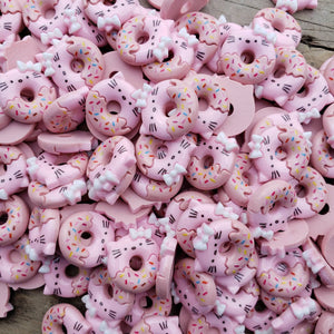 5pcs Pink Kitty Donut Resin Flatback Cabochons