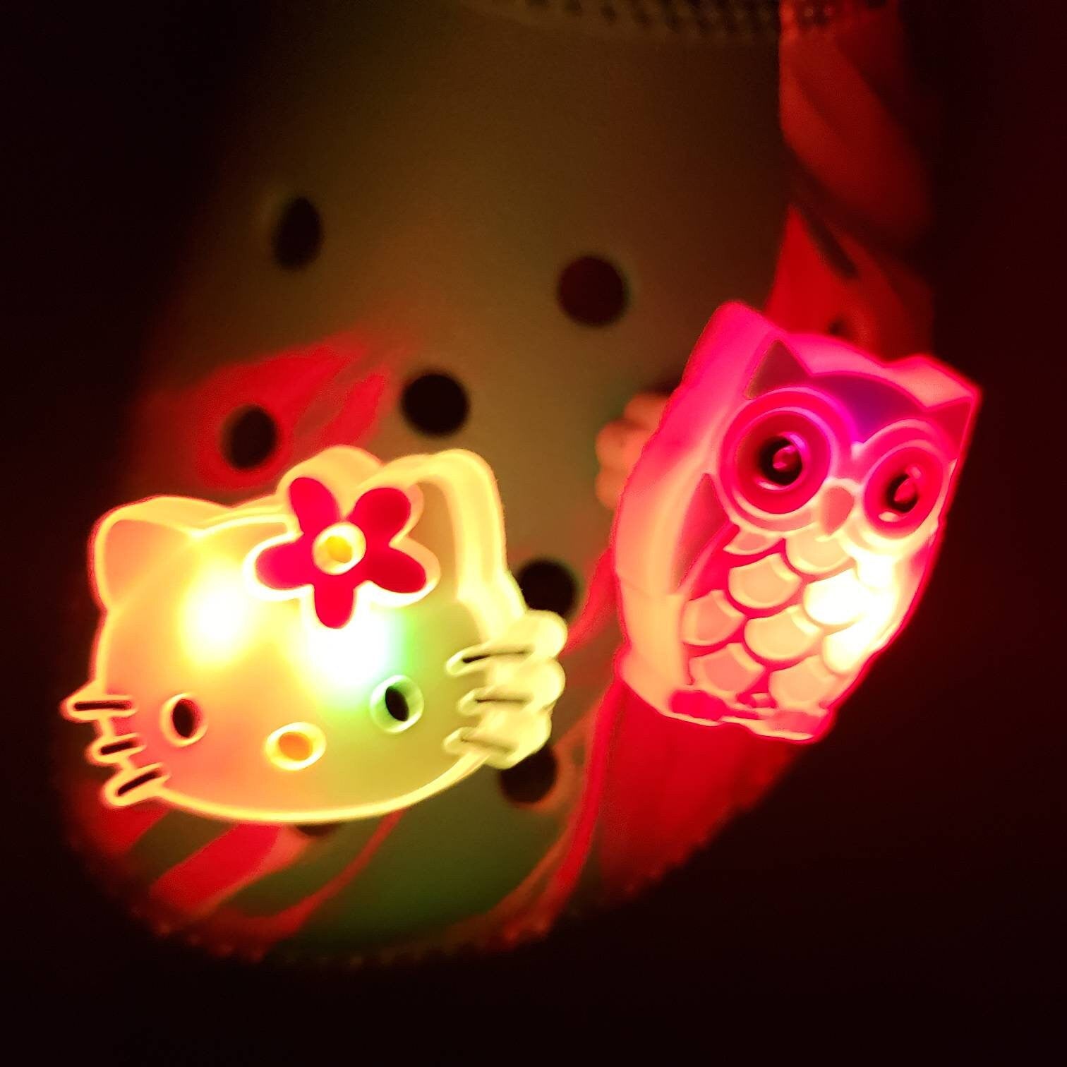 3D LED Spring Kitty and Owl Shoe Charms