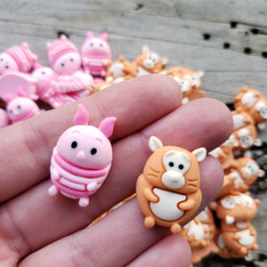 5pc Tigger & Piglet Resin Flatback Cabochon
