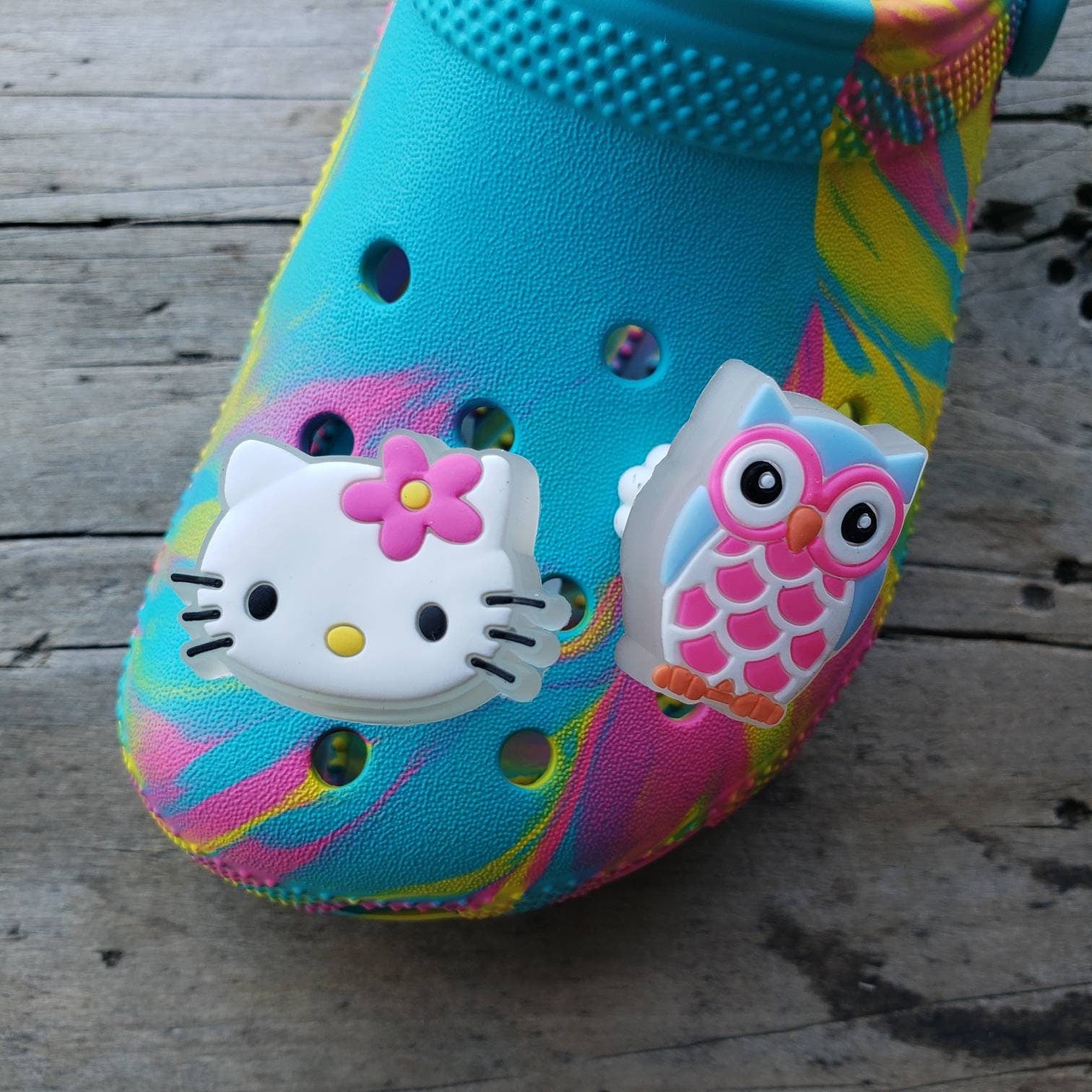 3D LED Spring Kitty and Owl Shoe Charms