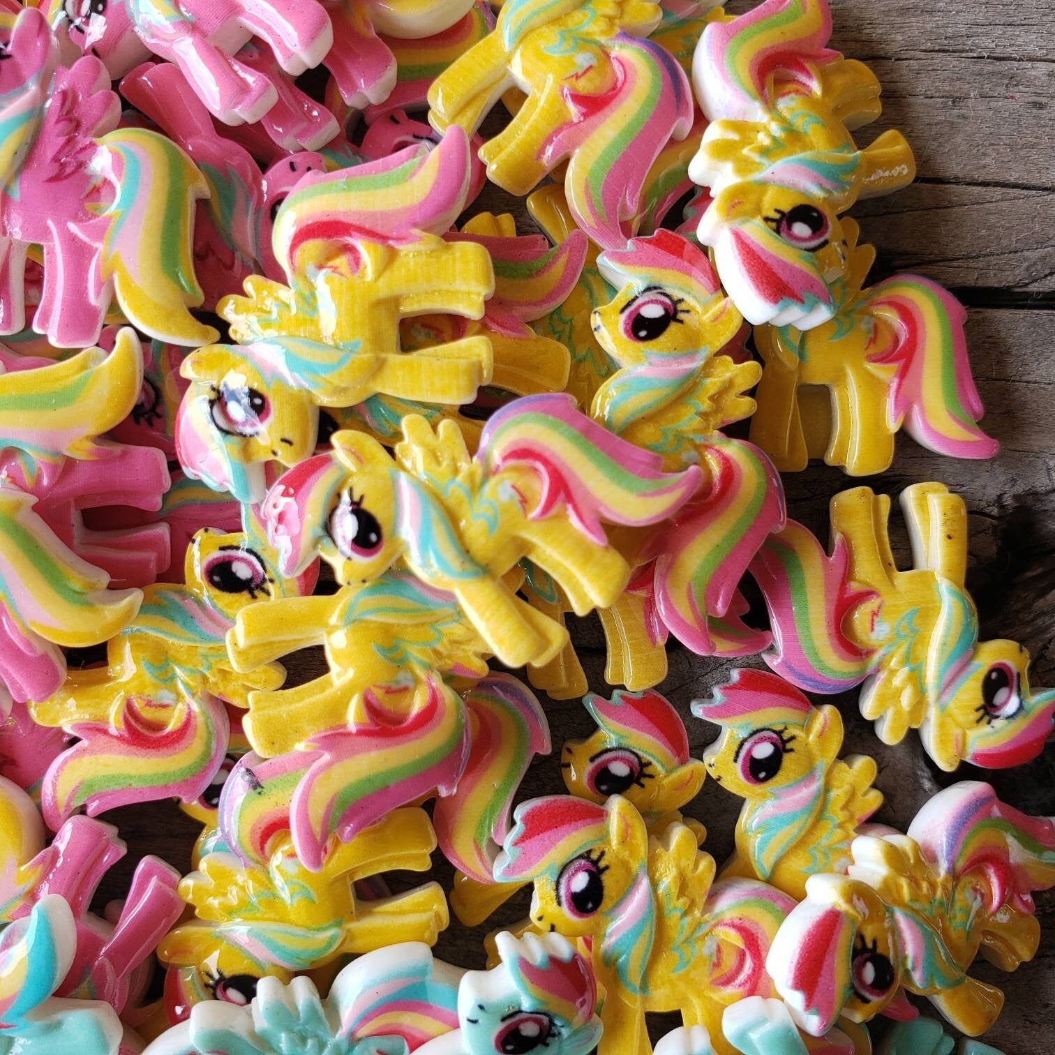 5pc Rainbow My Little Pony Resin Flatback Cabochons