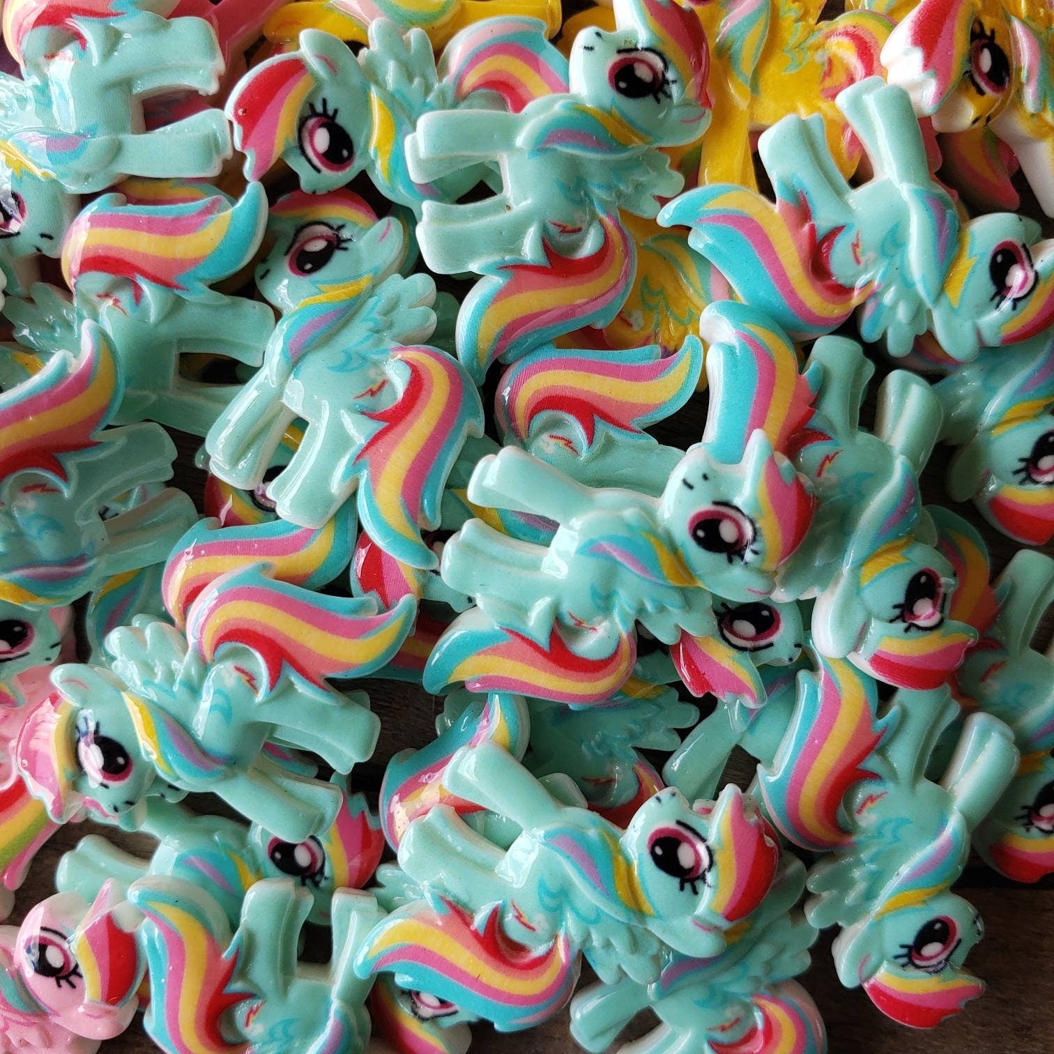 5pc Rainbow My Little Pony Resin Flatback Cabochons